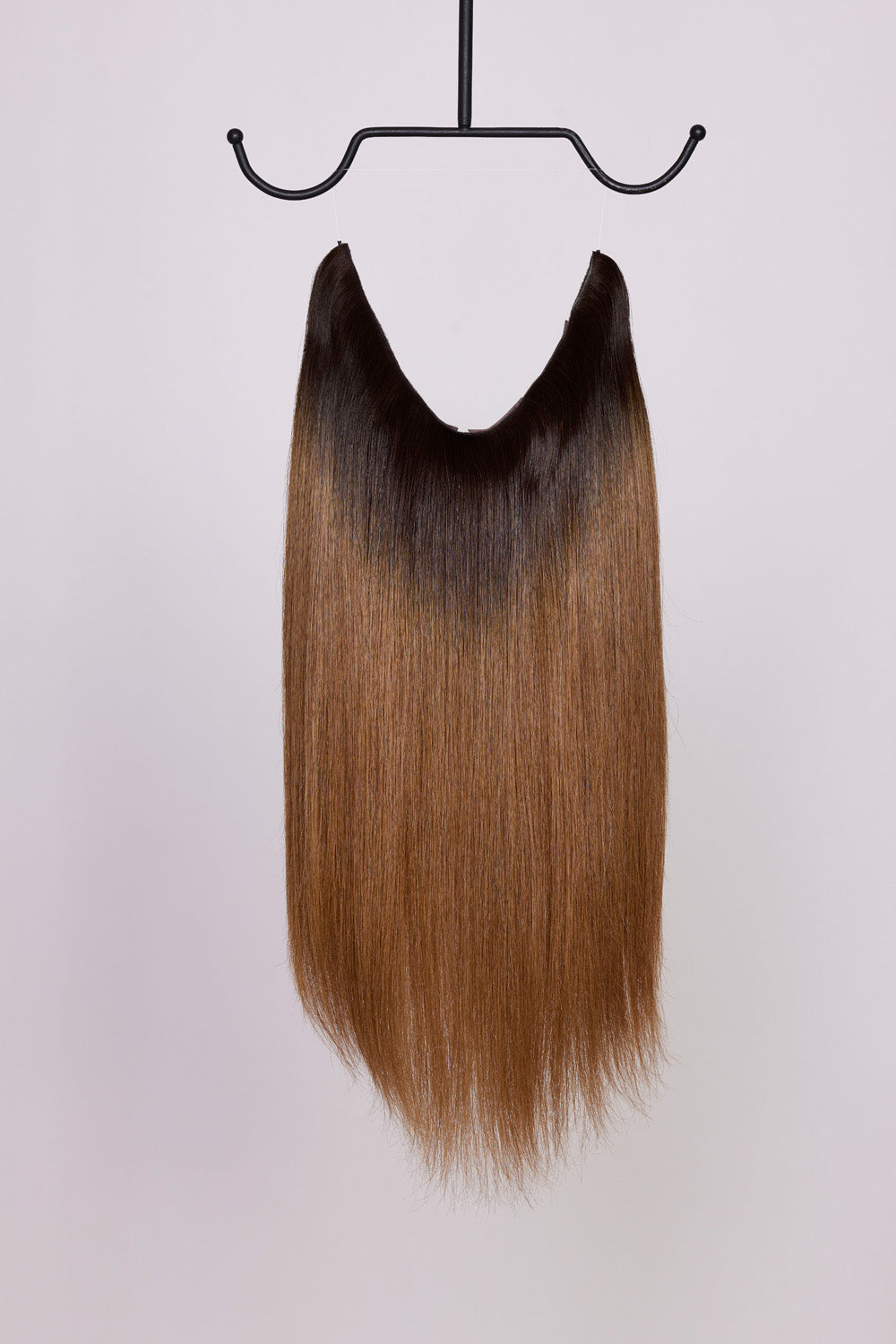 BHBD Hairband brown with darker roots in 40 cm. 100% Remy hair. Clip-in, halo, or ponytail.